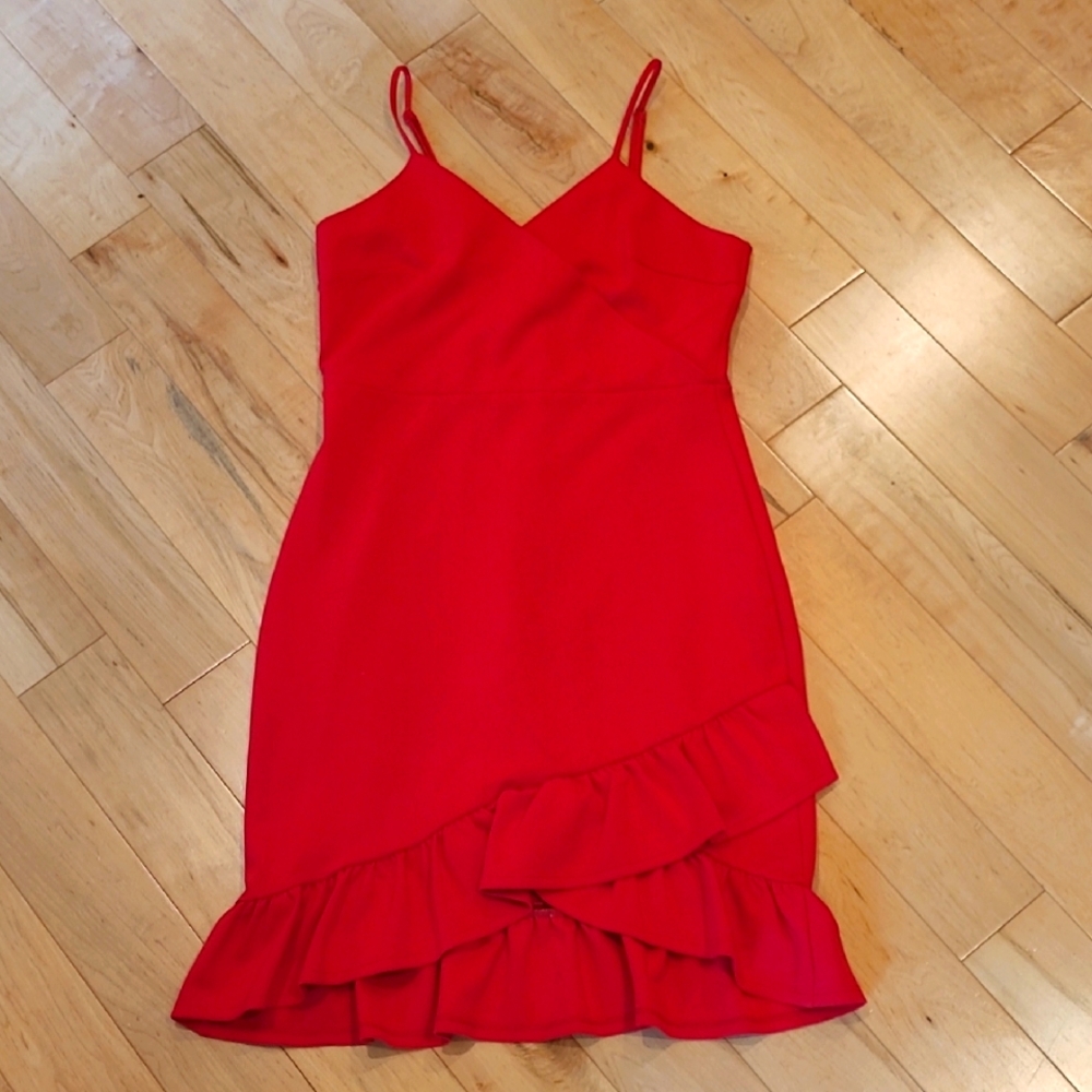 Lulu's Vibrant Red Asymmetrical Dress